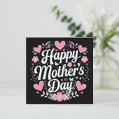 Happy Moederdag Schattigee Bloemen Moeder Oma Kaart (Staand voorkant)