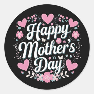 Happy Moederdag Schattigee Bloemen Moeder Oma Ronde Sticker