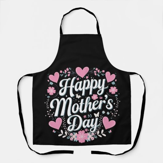 Happy Moederdag Schattigee Bloemen Moeder Oma Schort (Voorkant)