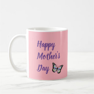 Happy Moederdag Schattigee Vlinders op Roze Koffiemok