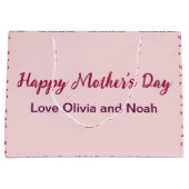 Happy Moederdag Script Bleek Roze Naam van Giver Groot Cadeauzakje (Voorkant)