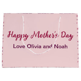 Happy Moederdag Script Bleek Roze Naam van Giver Groot Cadeauzakje