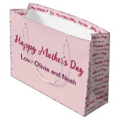 Happy Moederdag Script Bleek Roze Naam van Giver Groot Cadeauzakje (Achterkant Gekanteld)