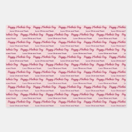 Happy Moederdag Script Bleek Roze Naam van Giver Inpakpapier Vel