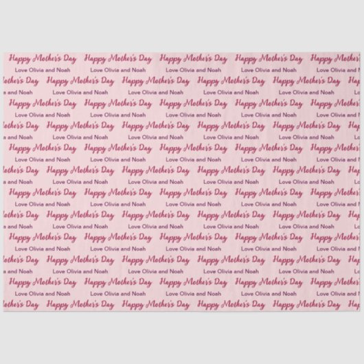 Happy Moederdag Script Bleek Roze Naam van Giver Tissuepapier (Voorkant)