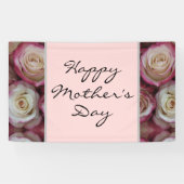 Happy Moederdag Script Blush Pink Floral Spandoek (Horizontaal)