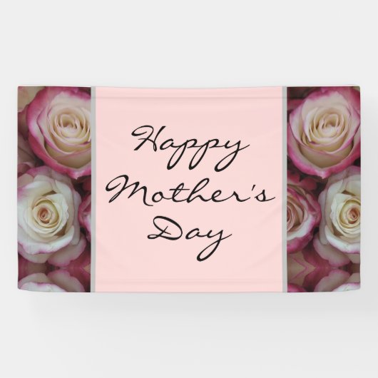 Happy Moederdag Script Blush Pink Floral Spandoek (Horizontaal)