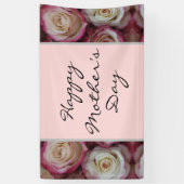 Happy Moederdag Script Blush Pink Floral Spandoek (Verticaal)