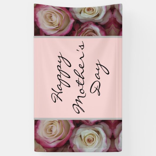 Happy Moederdag Script Blush Pink Floral Spandoek (Verticaal)