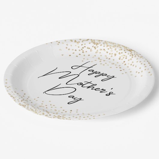 Happy Moederdag Script & Gold Glitter Confetti Papieren Bordje (Gekanteld)
