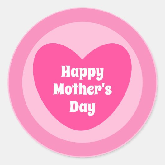 Happy Moederdag Simple Cute Hot Pink Heart Ronde Sticker (Voorkant)