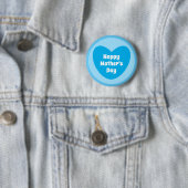 Happy Moederdag Simple Cute Sky Blue Heart Ronde Button 5,7 Cm (In situ)
