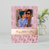 Happy Moederdag Simple Florals Roze Folie Feestdagenkaart (Staand Voorkant)