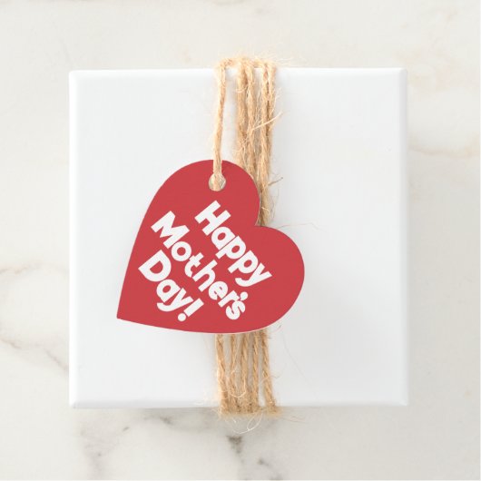 Happy Moederdag Simple Modern Typography Heart Bedankjes Labels (In situ)