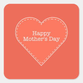 Happy Moederdag Sinaasappel Heart Square Sticker