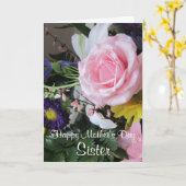 Happy Moederdag Sister-Pink Rose Bouquet Kaart (Gele Bloem)