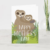 Happy Moederdag Sloth Mama en Baby Kaart (Voorkant)