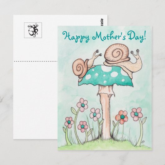 Happy Moederdag Snails Briefkaart (Voorkant / Achterkant)