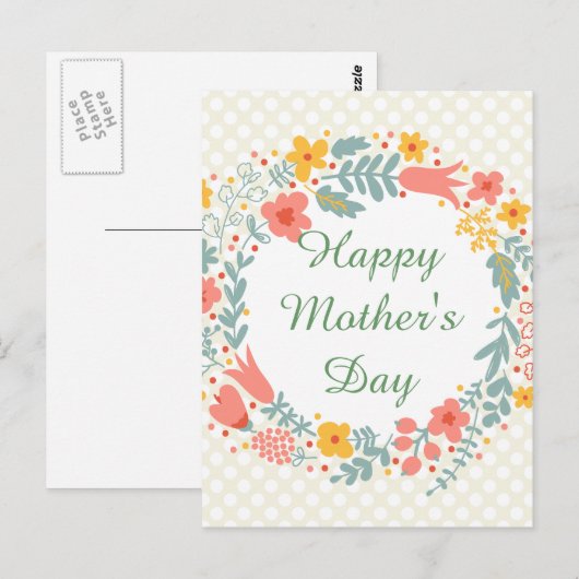 Happy Moederdag Spring Flowers Briefkaart (Voorkant / Achterkant)