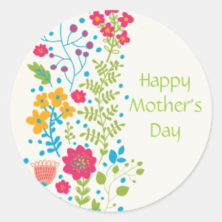 Happy Moederdag Spring Flowers Ronde Sticker