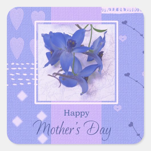 Happy Moederdag Spring Flowers Vierkante Sticker (Voorkant)