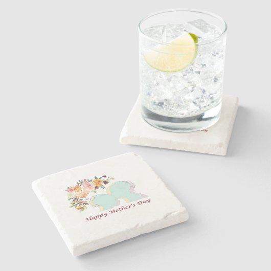 Happy Moederdag Stenen Onderzetter (Zijkant)