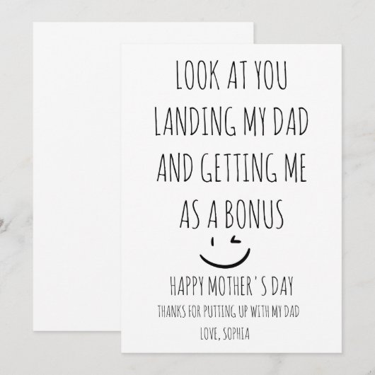 Happy Moederdag Step mama Bedankkaart (Voorkant / Achterkant)