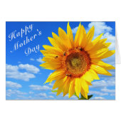 Happy Moederdag Sunflower en bijen op Blue Sky (Voorkant Horizontaal)