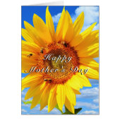 Happy Moederdag Sunflower en bijen op Blue Sky (Voorkant)
