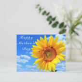 Happy Moederdag Sunflower en bijen op Blue Sky Briefkaart (Staand voorkant)