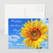 Happy Moederdag Sunflower en bijen op Blue Sky Briefkaart (Voorkant / Achterkant)