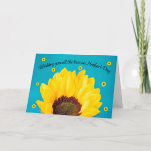 Happy Moederdag Sunflower op blauw Feestdagen Kaart