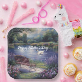 Happy Moederdag Swan Bench Lake Papieren Bordje (Feest)