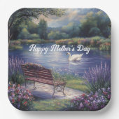Happy Moederdag Swan Bench Lake Papieren Bordje (Voorkant)