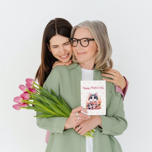 Happy Moederdag Sweet Pastel Cat Feestdagen Kaart