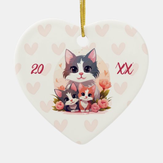 Happy Moederdag Sweet Pastel Cat Keramisch Ornament (Voorkant)