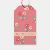 Happy Moederdag Sweet Pink Daisy Bouquet Retro Cadeaulabel (Voorkant)