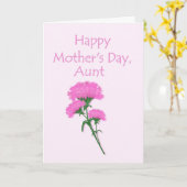 Happy Moederdag Tante Roze Anjers Kaart (Gele Bloem)