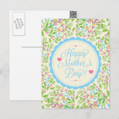 Happy Moederdag Tekst & Colorful Floral Design 2 Briefkaart (Voorkant / Achterkant)