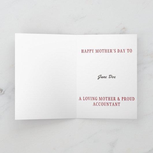 "Happy Moederdag to a Moeder Accountant" Kaart (Binnen)