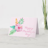 Happy Moederdag | Tropische Hibiscus Bouquet Kaart (Voorkant)