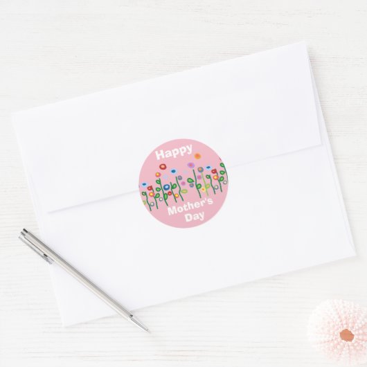 Happy Moederdag  tuinbloemen Ronde Sticker (Envelop)