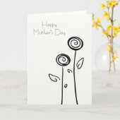 Happy Moederdag Two Flowers Simple Line Drawing Kaart (Gele Bloem)