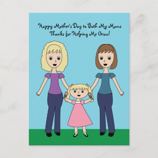 Happy Moederdag Two Moms Cute Personalize Groei Briefkaart (Voorkant)