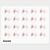 Happy Moederdag, typografie met roze bloem Ronde Sticker (Vel)