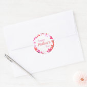 Happy Moederdag, typografie met roze foral Ronde Sticker (Envelop)