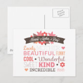 Happy Moederdag typografie ontwerp Briefkaart (Voorkant / Achterkant)