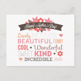 Happy Moederdag typografie ontwerp Briefkaart