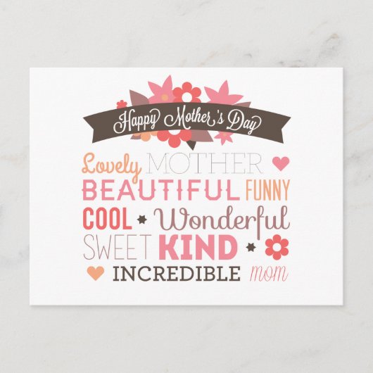 Happy Moederdag typografie ontwerp Briefkaart (Voorkant)