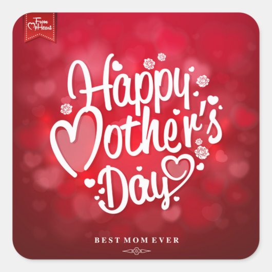 Happy Moederdag Typography-23534 Vierkante Sticker (Voorkant)